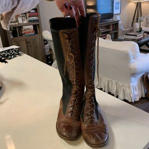 Vince Camuto Tall Lace Up Black and Brown Boots